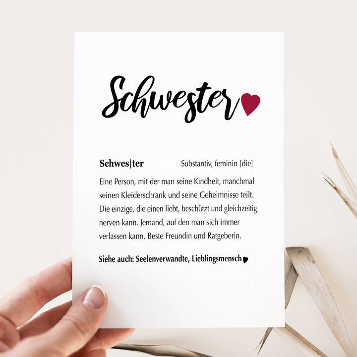 Card definition sister with envelope for wholesale by Farbrausch