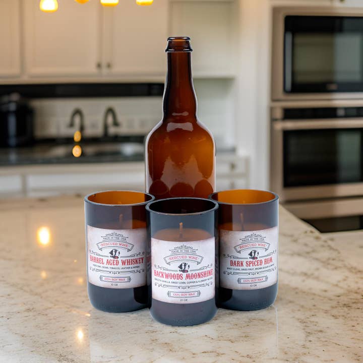 Rescued Wine Candles - Wholesale Jar/filled candle - Barrel Aged Whiskey Soy Candles - Men's Gifts3