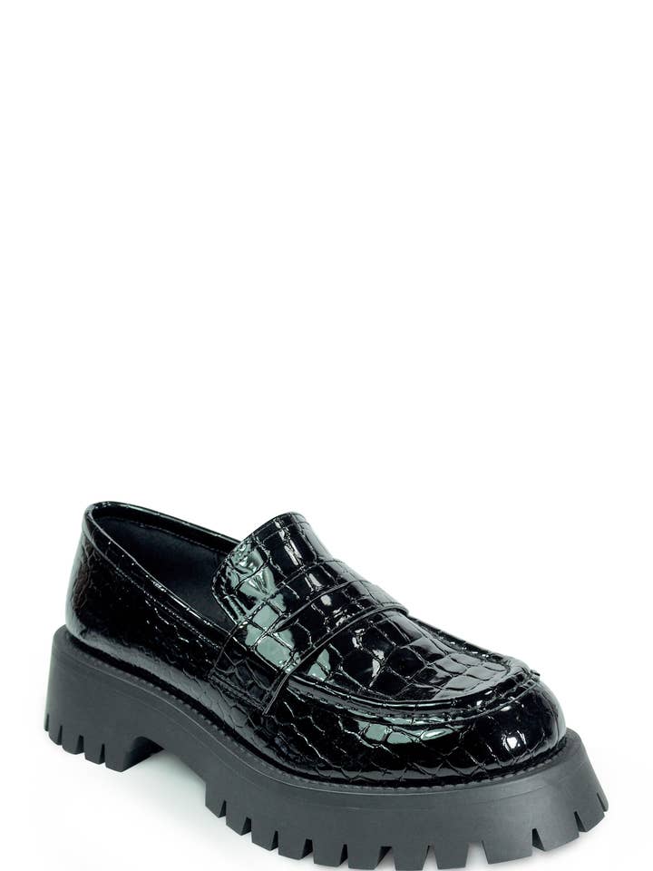 LARK BLACK Croco Patent for wholesale by Band of the Free Footwear