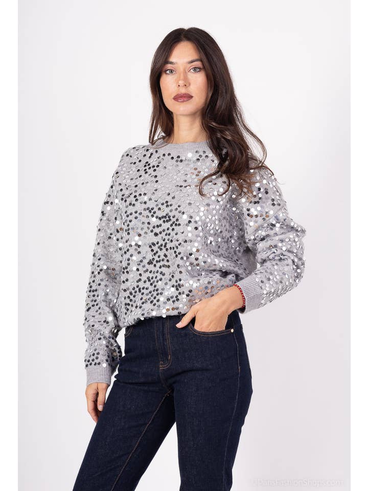LUCCE - Wholesale Knit Sweater - Women's - Sequin sweater - 3016