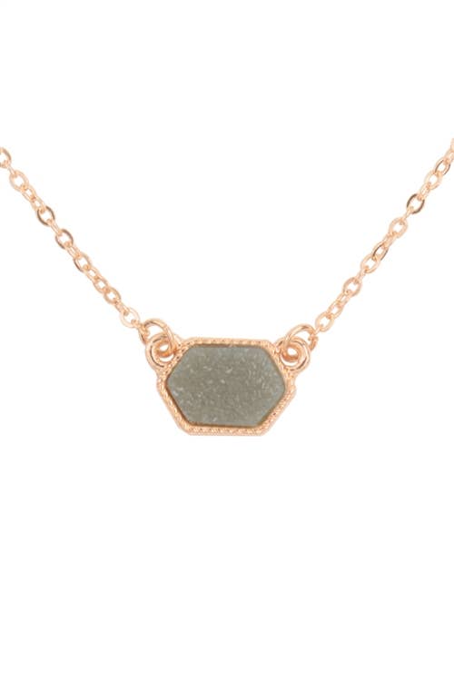 MYS Wholesale Inc - Wholesale Jewelry Set - Druzy Hexagon Pendant Necklace Earring Set5