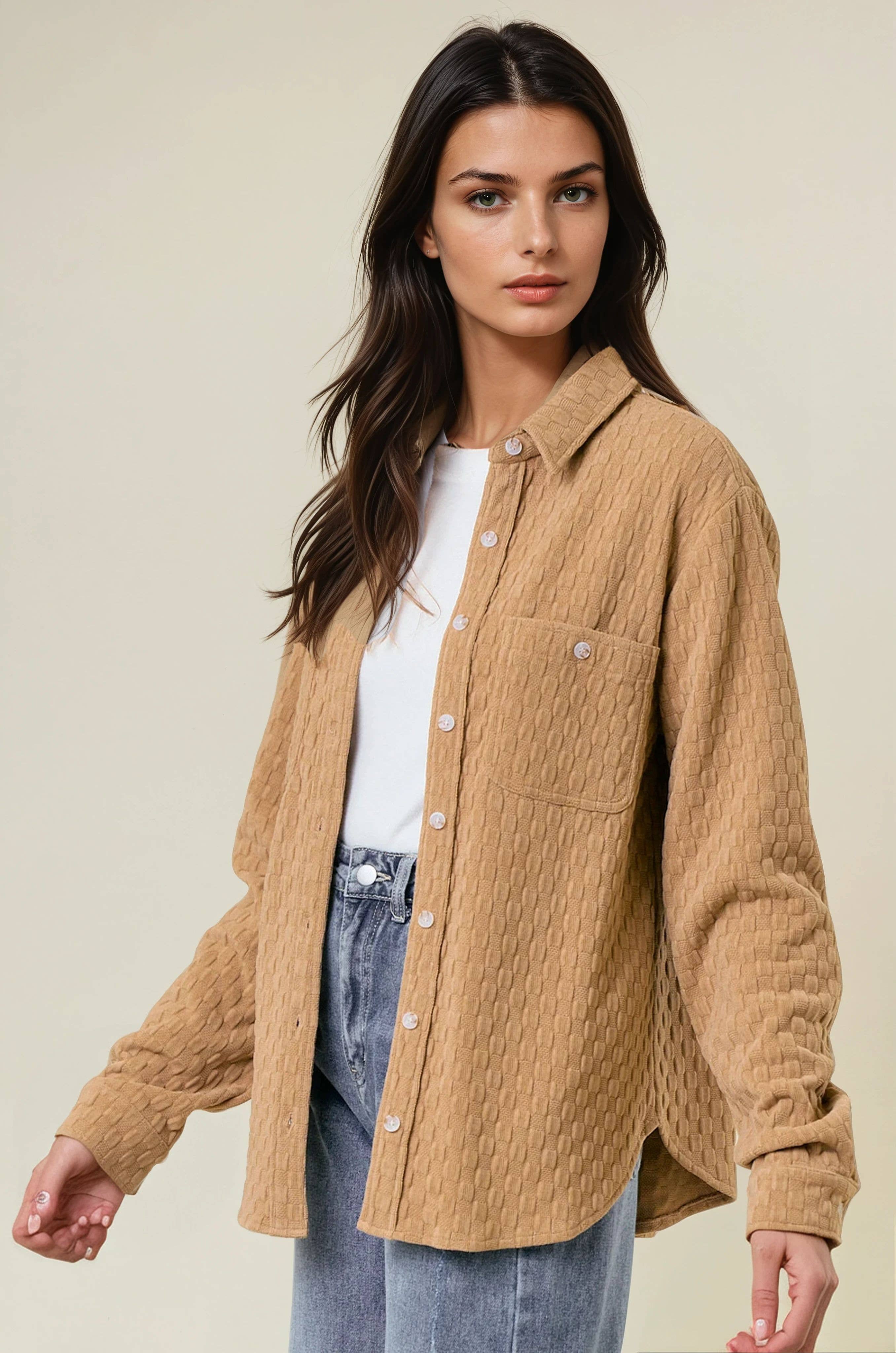 Doe and Rae - Vente Chemise à col boutonné – femme - CHEMISE BOUTONNÉE TEXTURÉE - 43670T-12