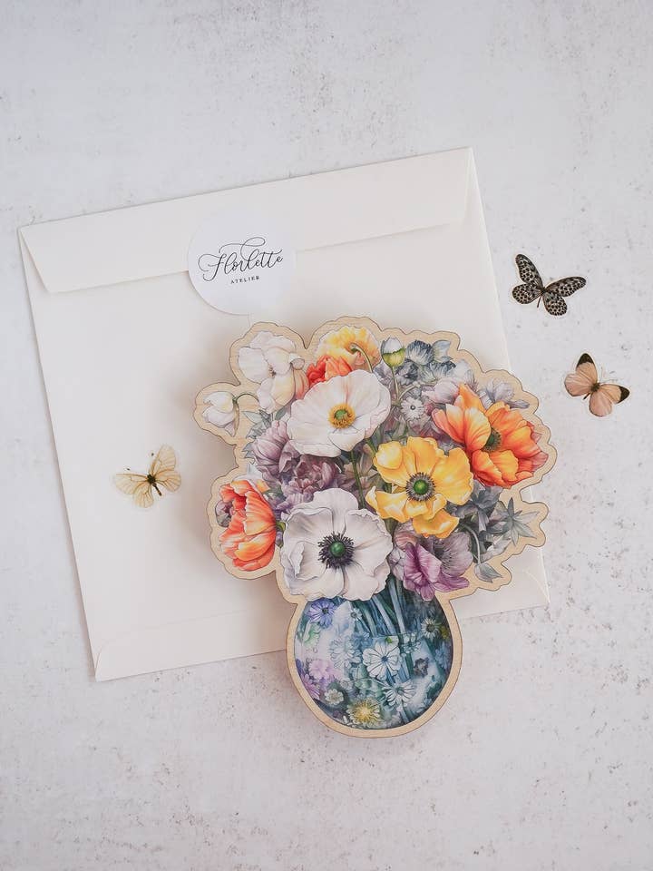 Wooden Mother's day Card | Poppies for wholesale by Florlette