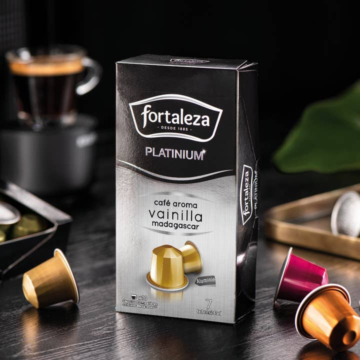 Cápsulas Platinium AromaVainilla compatible Nespresso8x10cap para venta al por mayor de Café Fortaleza