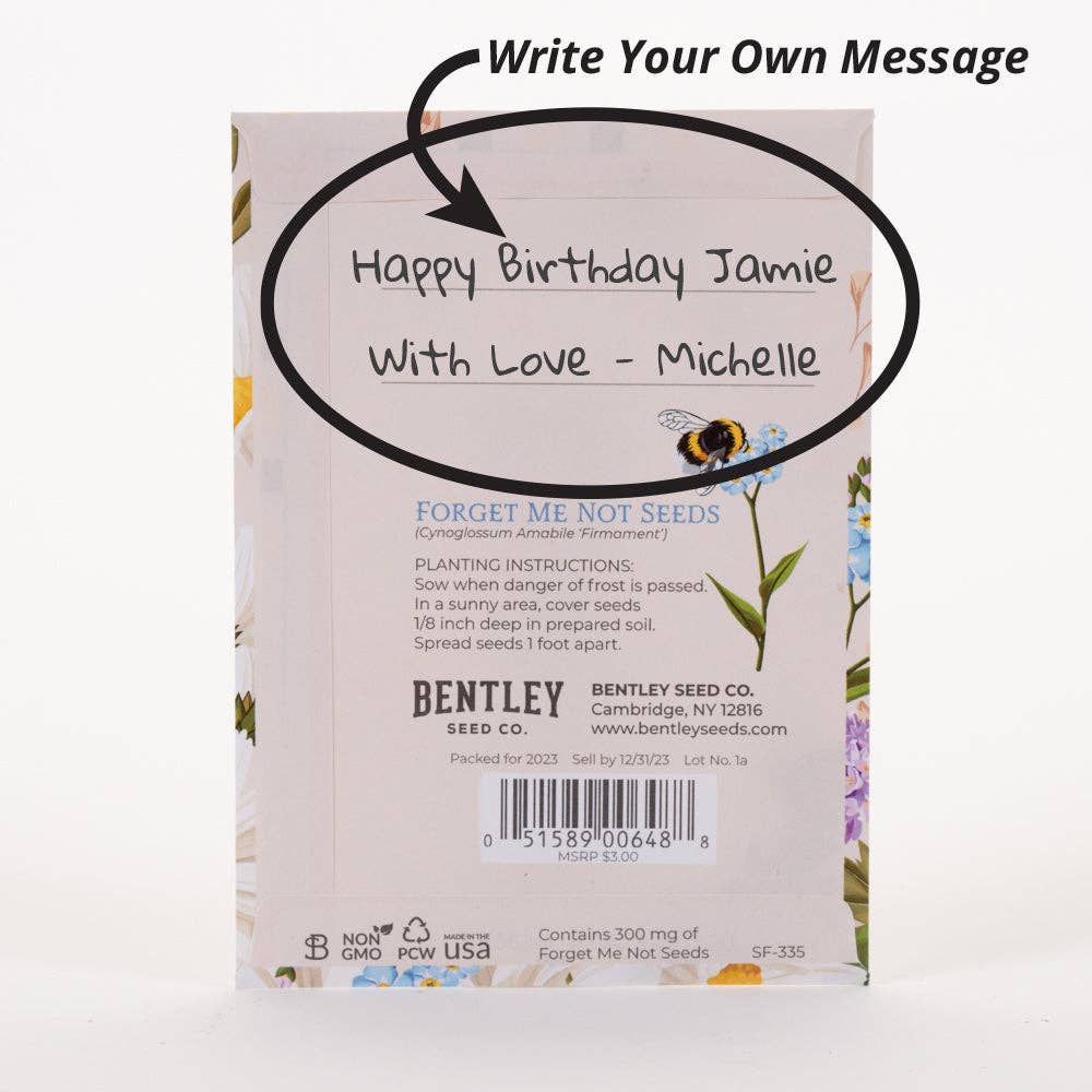 Bentley Seed Co. - Wholesale Birthday Card - Happy Birthday - Bee - Forget Me Not Seed Packets2