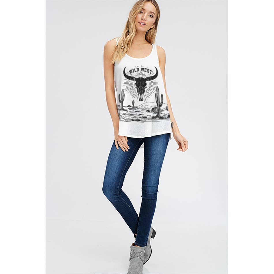 Phil Love - Vente Débardeur – femme - Débardeur Western noir à motif tête de mort4