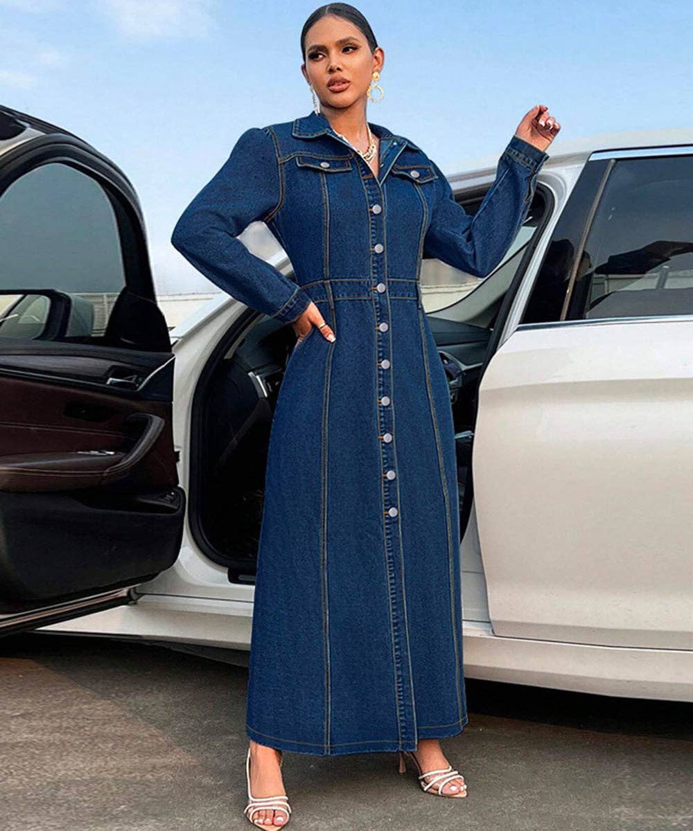 Aria Romance – wholesale Klänning - Dam – Knappfram Denimskjortklänning5