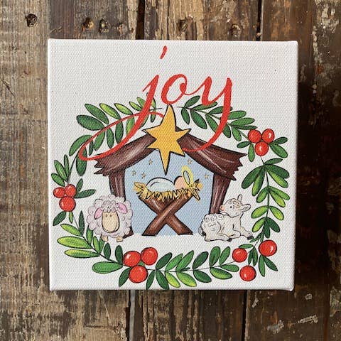 Christmas Canvas Art Print, Nativity scene home decor for wholesale by Rustic Nester