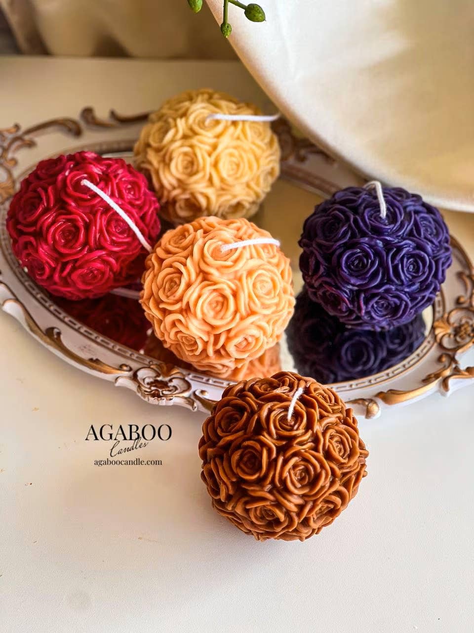 Agaboo Candle - Wholesale Novelty Candle - Charming Rose Ball Candle 3x3.5in - Flowers12