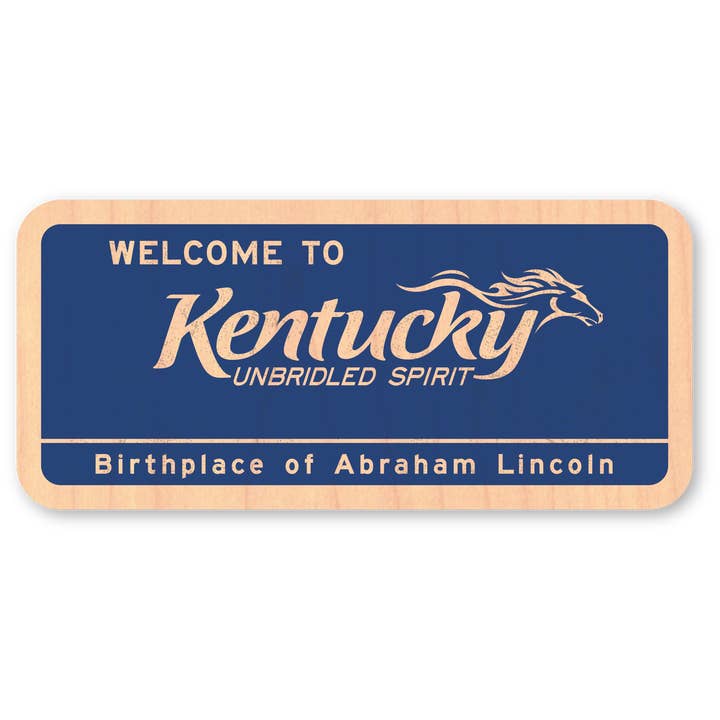Autocollant en bois - Panneau de bienvenue du Kentucky pour la vente par Morris Magnets