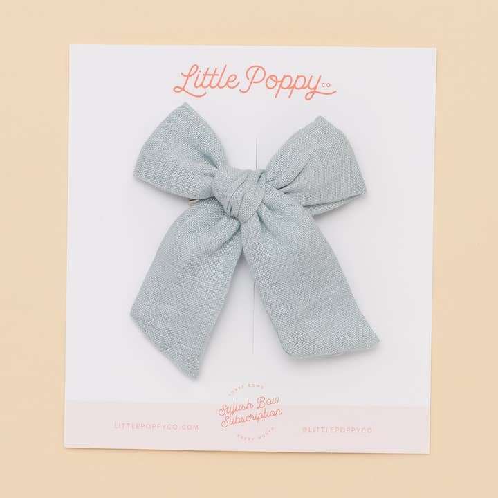 Laço de Linho Azul Claro por atacado de Little Poppy Co