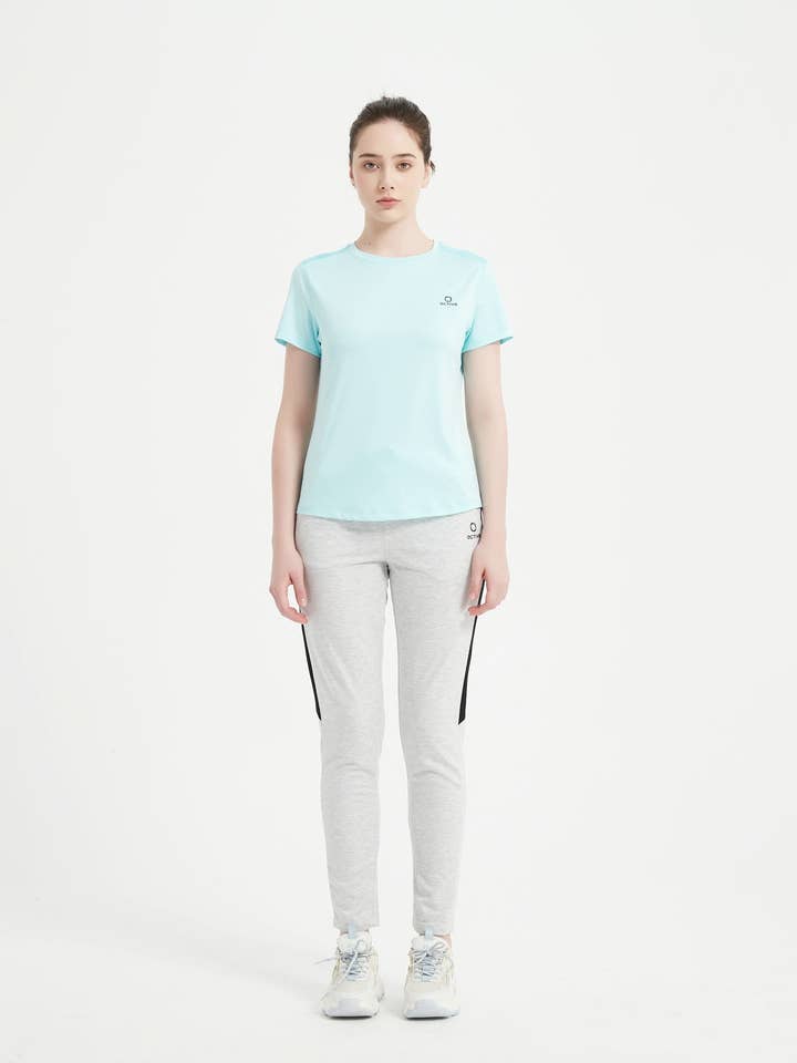 Camiseta de Mujer de Manga Corta Montada con Cuello Redondo para venta al por mayor de Neyo