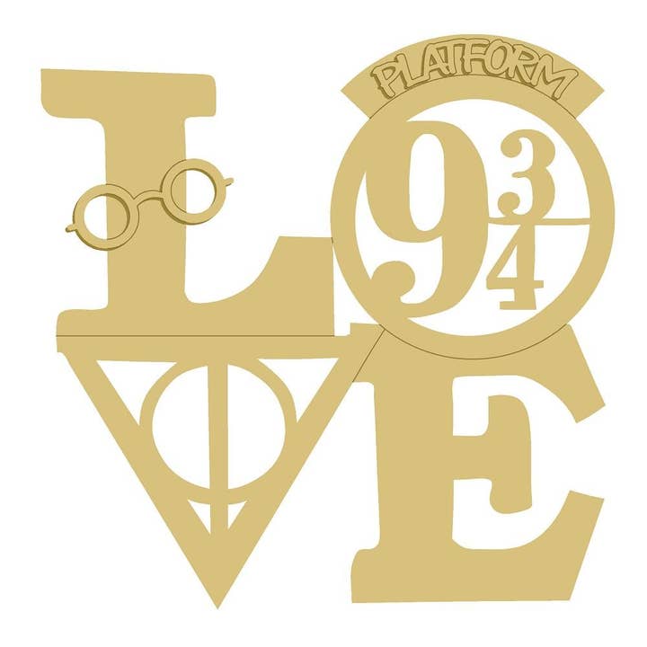 Ritaglio in legno grezzo 3D Love HP Stile 1 per la vendita all'ingrosso da parte di Diverse Woodworking