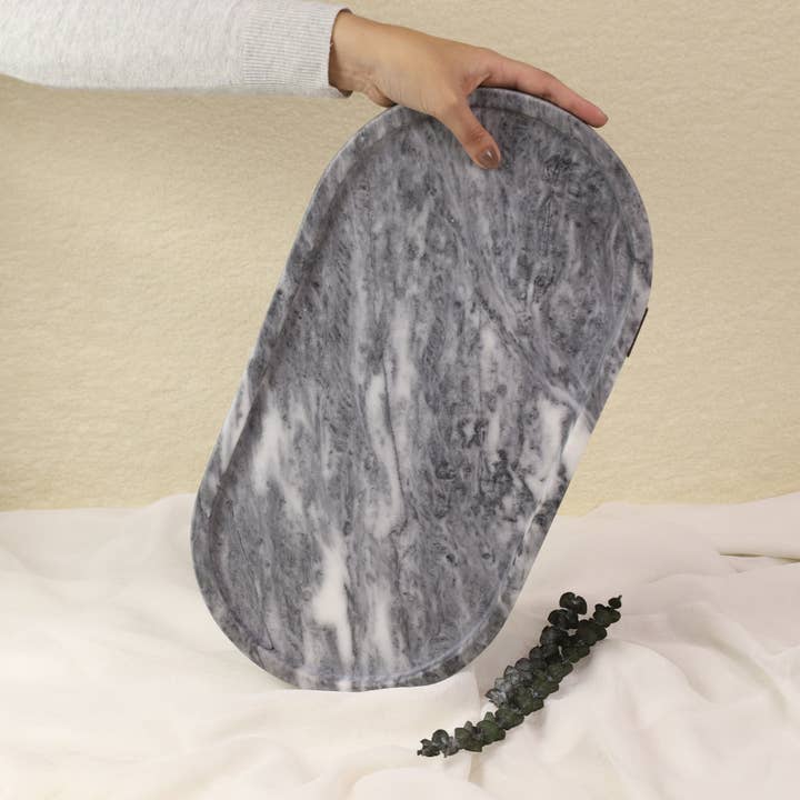 PIETRA DI CASA - Wholesale Decorative Tray - Marble Tray - PAPA ALANA Oval20 - Ruivina1