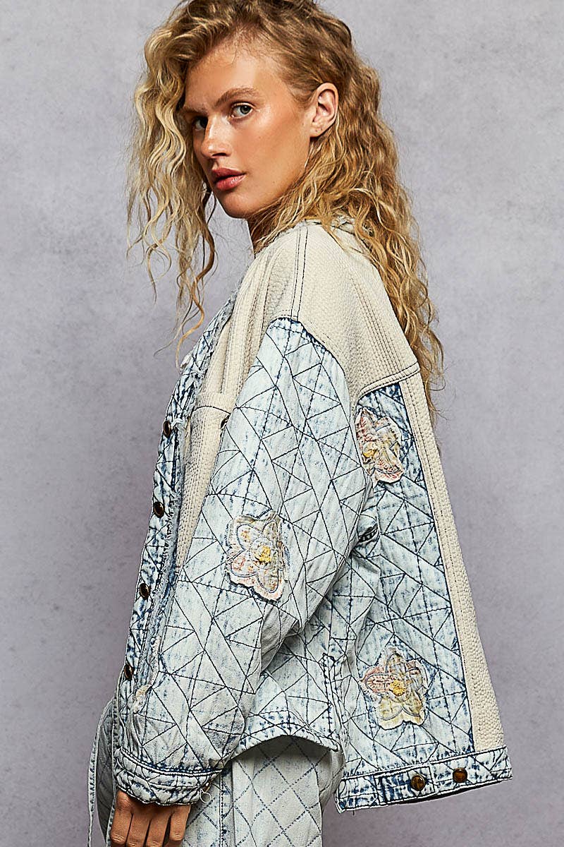 Pol Clothing - Wholesale Jacket - Women's - Long sleeve quilted twill big pocket woven jacket12