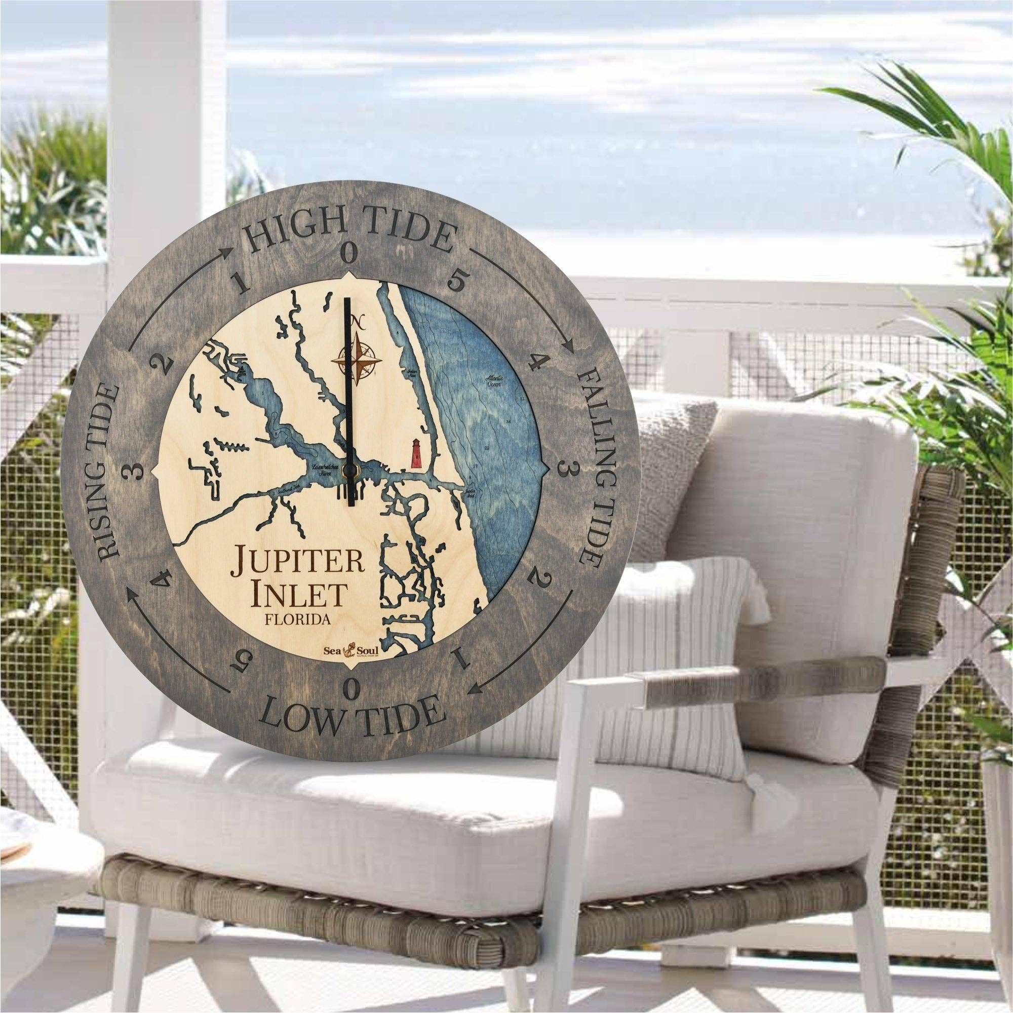 Sea & Soul Nautical Chart Art - Wholesale Wall Clock - Florida East Coast Nautical Chart Tide Clock-Many Locations58
