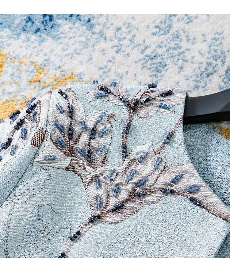 Productseeker - Venta al por mayor Vestido - Mujer - Abrigo floral bordado a mano con cuentas de jacquard CT102Y1