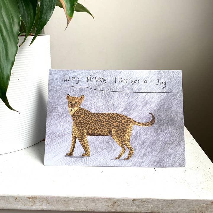 Happy Birthday I got you a jag birthday card for wholesale by Nicola Rowlands