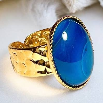 Gold plated Agate stone ring for wholesale by TOURMALYN