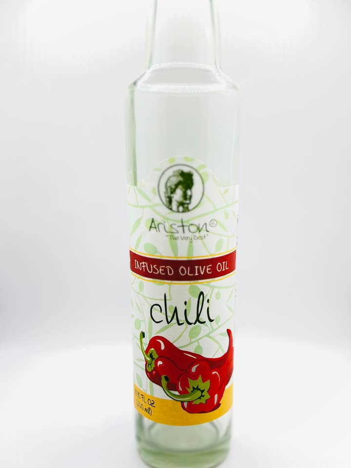 Refill EMPTY Bottles Chili Infused Olive Oil 8.45oz for wholesale by Ariston Specialties