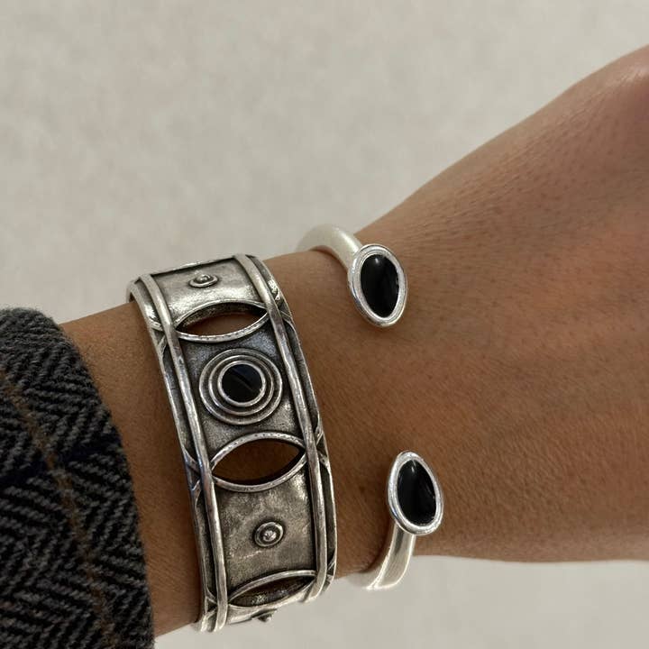 Christina Christi - Wholesale Cuff Bracelet - Silver Pewter Bangles, Women’s Bracelet, Open Cuff Bracelet0