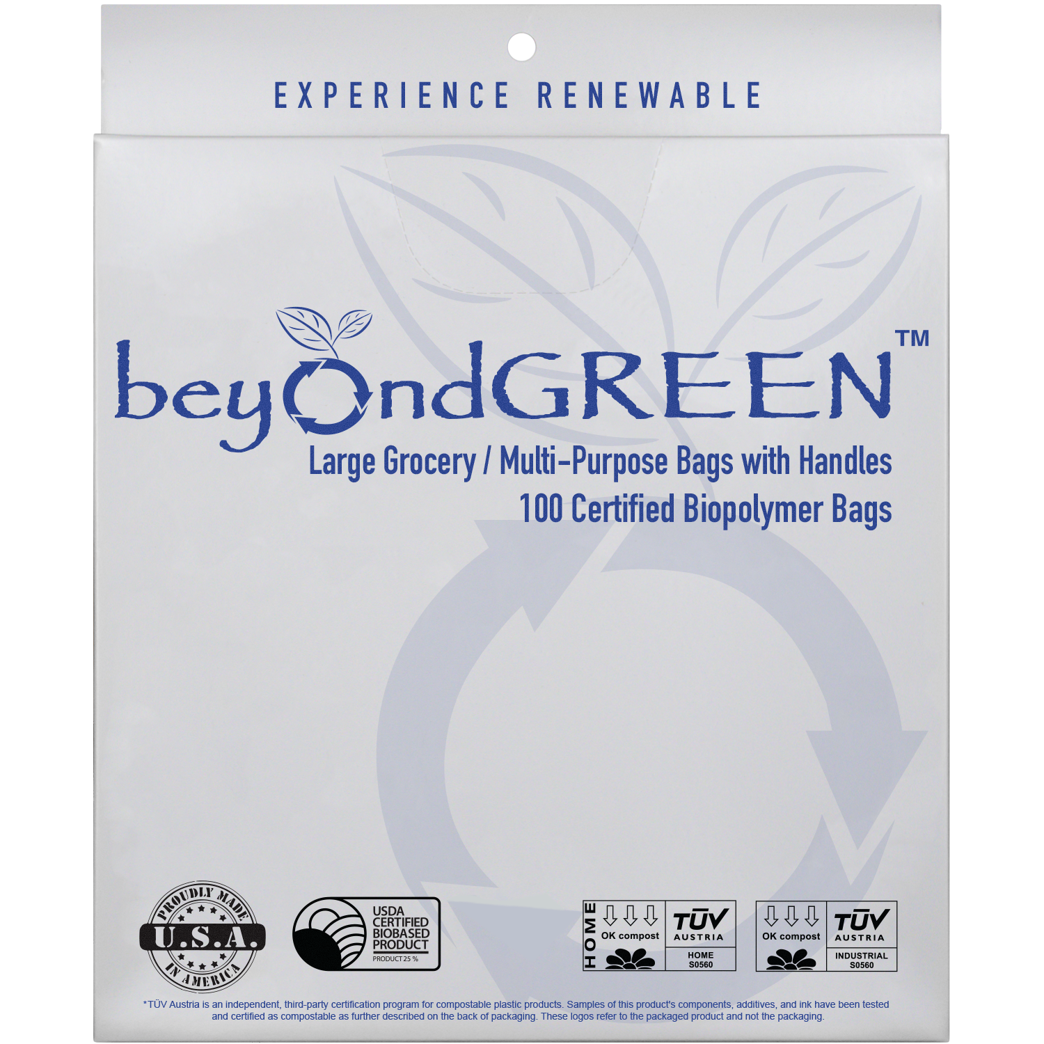 beyondGREEN biotech, Inc. - Vente Sacs de course/à provisions - Sacs polyvalents BeyondGreen - 100 sacs avec poignées2