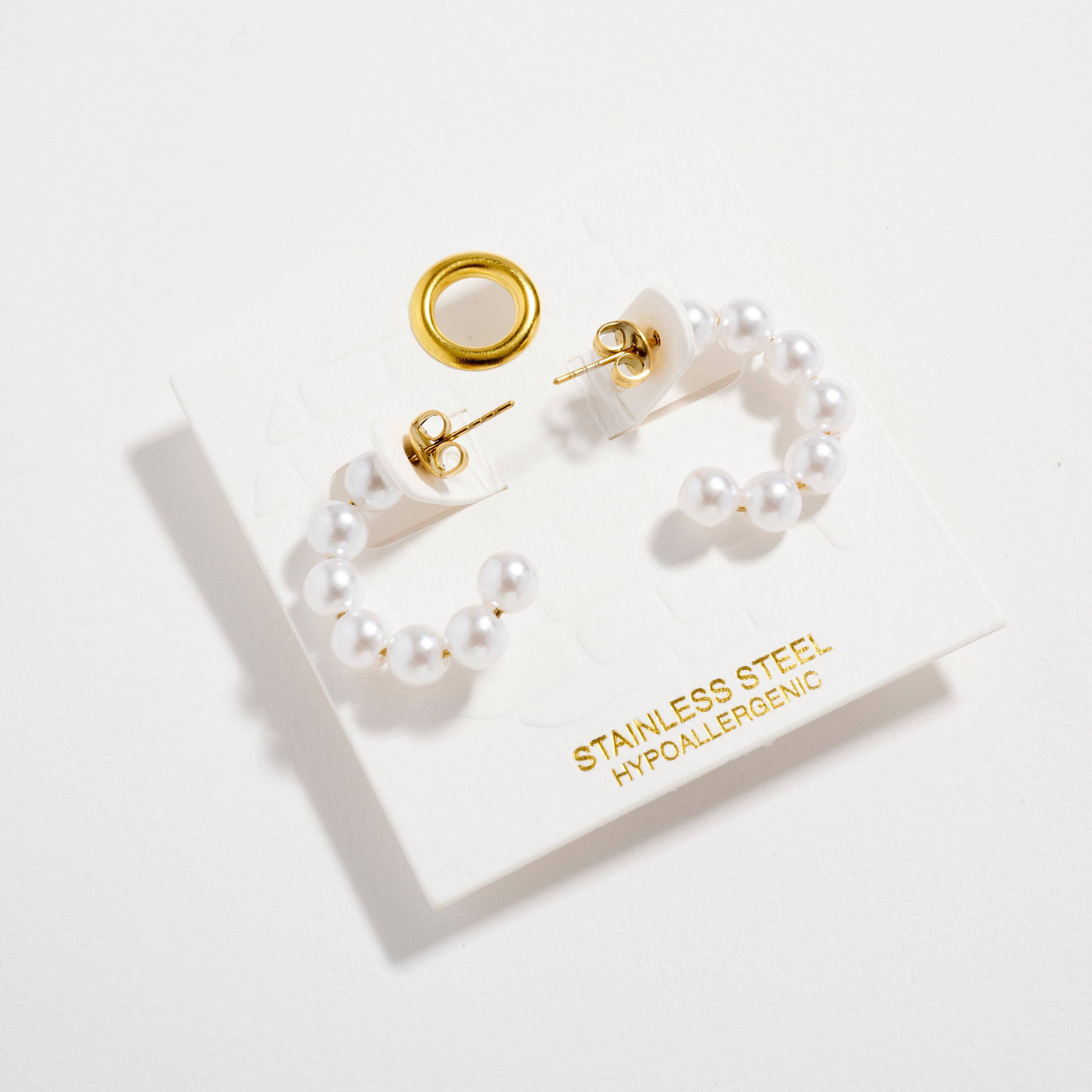 Frem - Wholesale Hoop Earrings - Stainless Steel Pearl Hoop Earrings – Hypoallergenic & Tarnish Free4