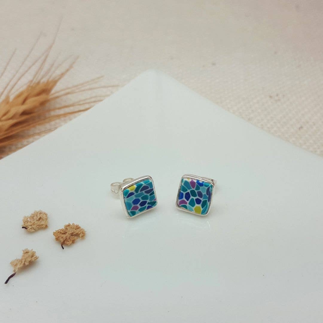 PASTACUITA - Wholesale Stud/Post Earrings - Gaudi modern style square button earrings. "Erin" Collection0