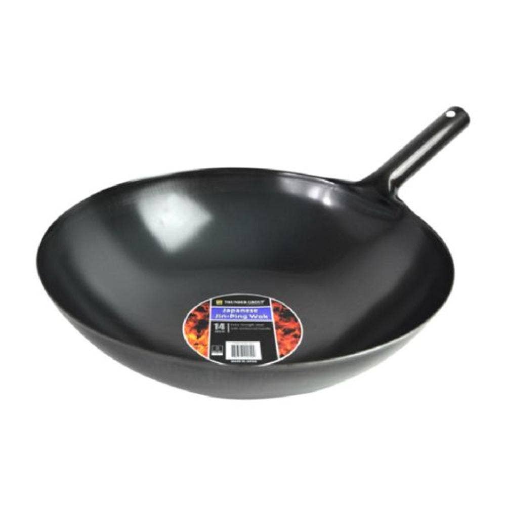 KT Supply - Vendita all'ingrosso Utensile/attrezzo da cucina - Wok giapponese Jin-Ping in acciaio da 14" profondo 4-3/8"0