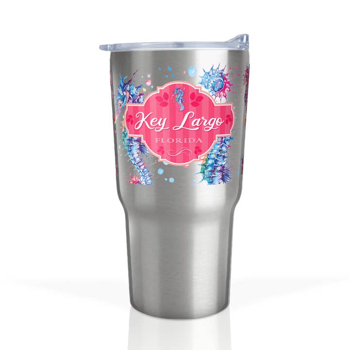 Canon en argent inoxydable personnalisable de 30 oz : Seahorse Fantasy pour la vente par Matrix