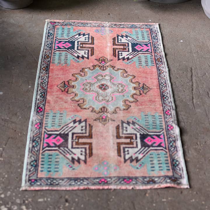 Apricot Sun Vintage Turkish Mini Rug for wholesale by Blue Salvage