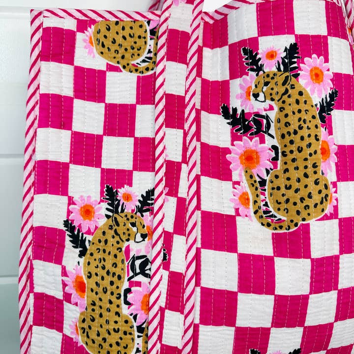 Folklore Couture - Wholesale Tote Bag - Women's - Quilted Tote Bag | Jaguar Print Tote | Large Shopping Tote