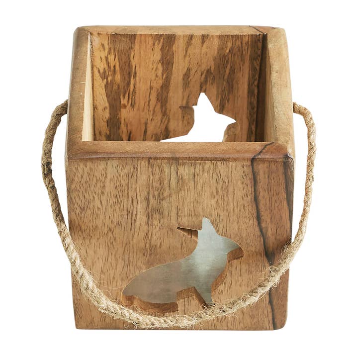 VHC Brands - Wholesale Decorative Tabletop Object - Bunny Hop Wooden Bunny Cutout Box w/ Twine 4x4x4