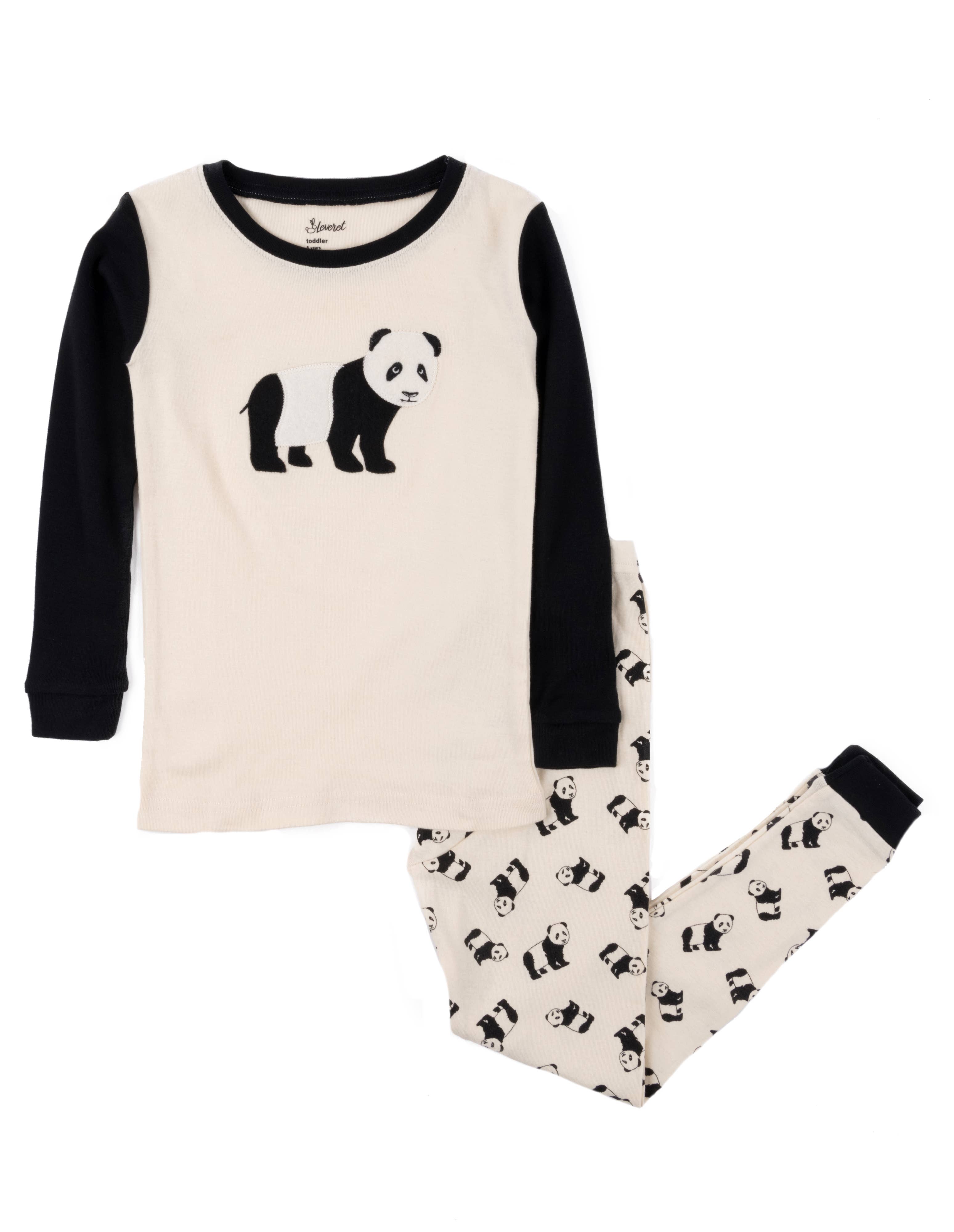 Leveret Pajamas - Vendita all'ingrosso Completo pigiama - Bambini - Pigiama per bambini in cotone a due pezzi con stampa animali1