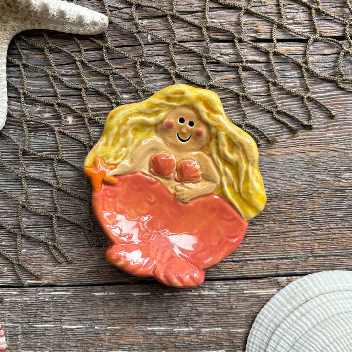 August Ceramics - Wholesale Jewelry Dish - Ceramic Mermaid Dish in assorted colors3