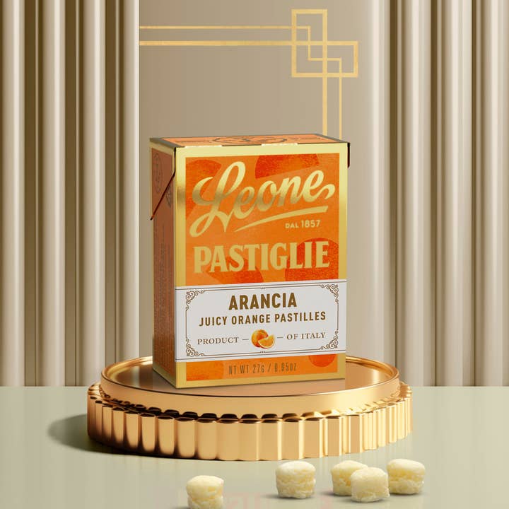 Pastiglie Leone srl - Wholesale Hard Candy - Mini display 18 boxes Orange Tablets 27g2