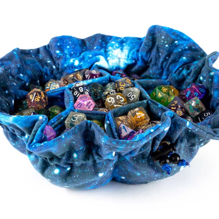 FanRoll by Metallic Dice Games - Wholesale Dice - UNIQUE! Velvet Compartment Dice Bag with 7 Pockets