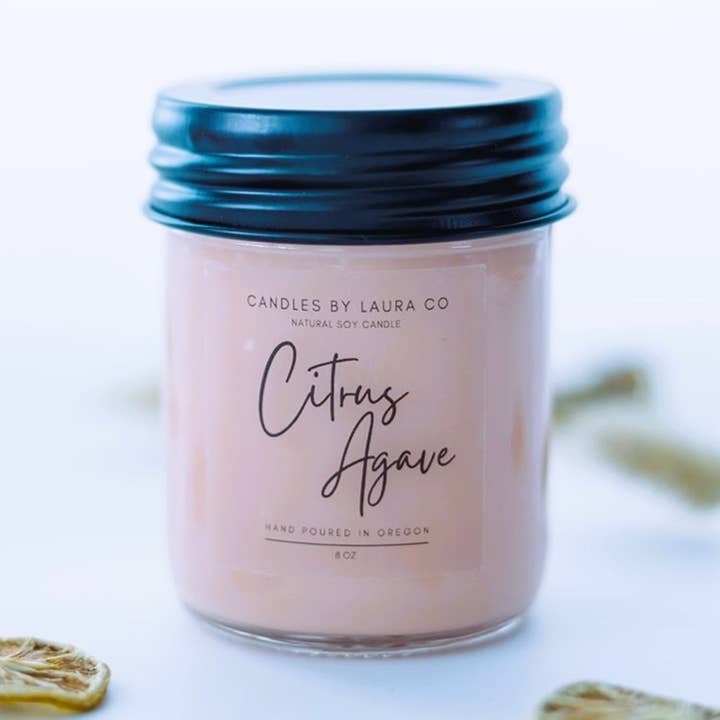 Citrus Agave Soy Jar Candle for wholesale by Candles By Laura