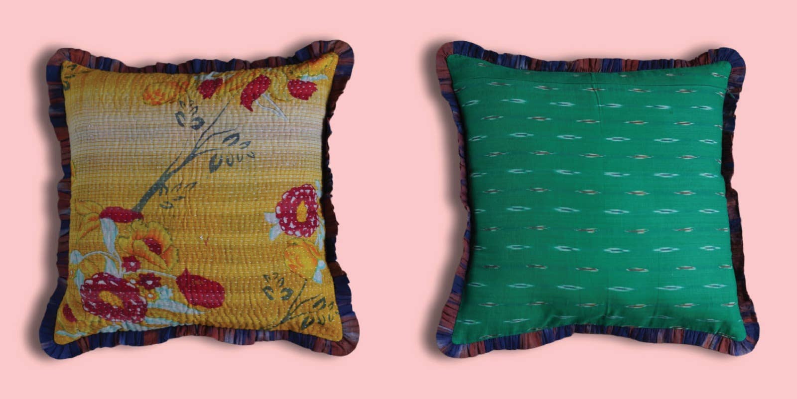 Annahmol - Wholesale Throw Pillow Cover - One of a Kind Vintage Kantha & Ikat Pillow 25