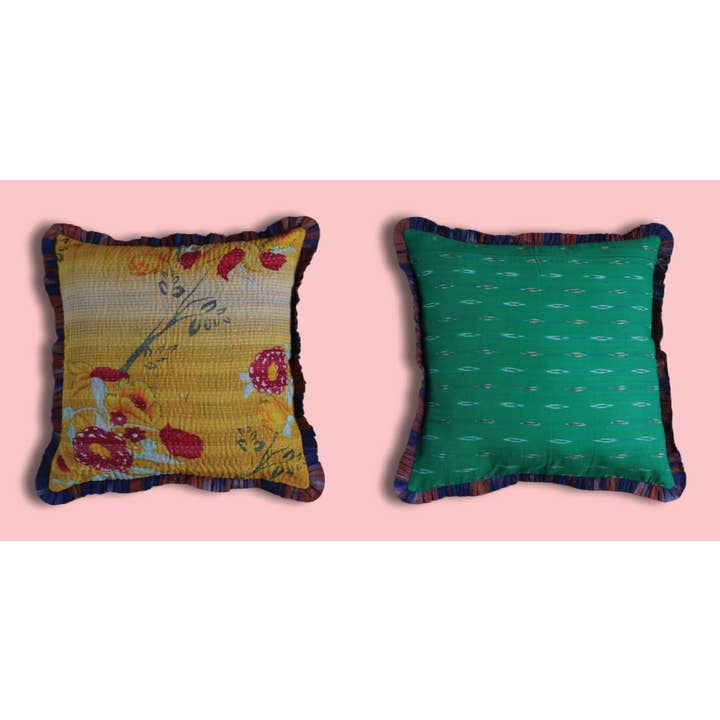 Annahmol - Wholesale Throw Pillow Cover - One of a Kind Vintage Kantha & Ikat Pillow 25