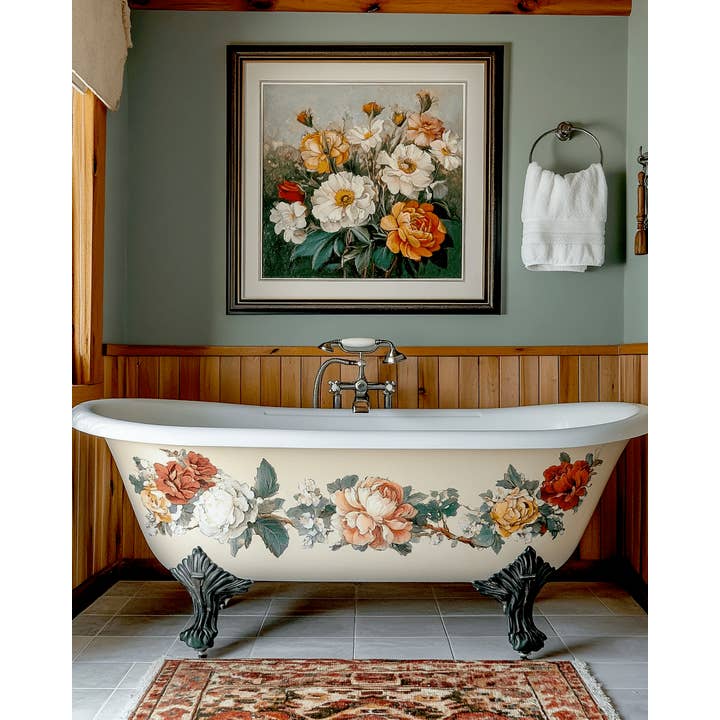 Mowbi - Wholesale Art Print - Floral Artwork Above Bathtub - Bathroom Wall Art Prints – 8″x10″ Artwork for 11″x14″ Frame