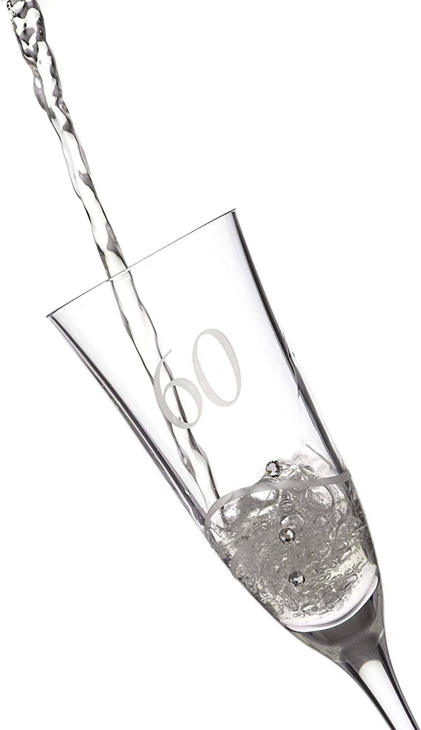 DIAMANTE – wholesale Champagne flute – Diamante Swarovski 60th Birthday Champagne Glass – Single C2