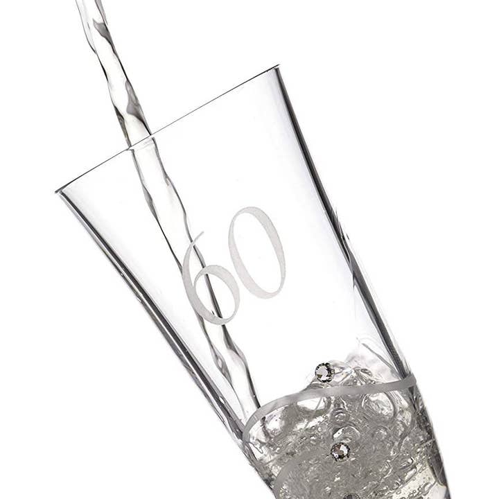 DIAMANTE – wholesale Champagne flute – Diamante Swarovski 60th Birthday Champagne Glass – Single C2