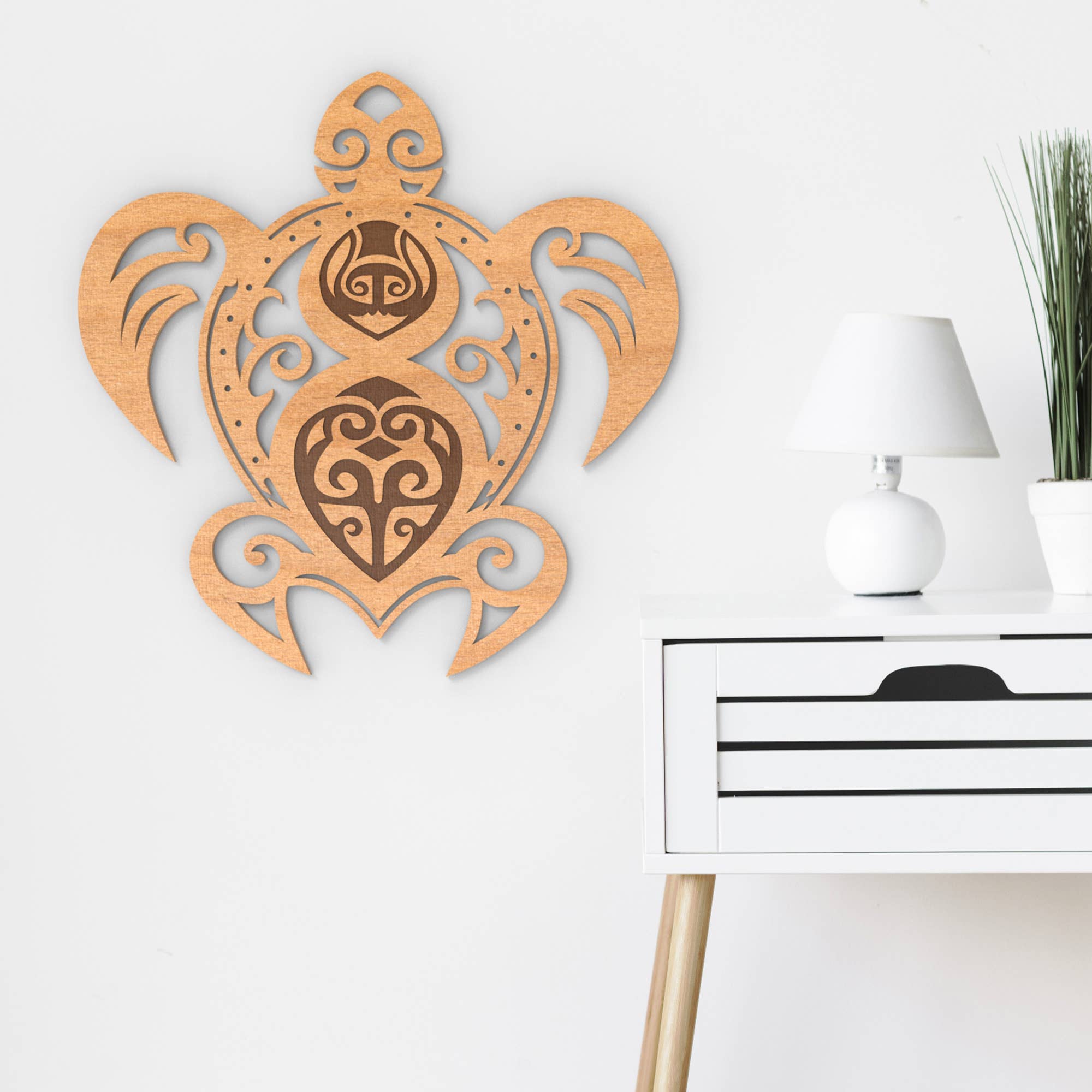 PeroWorx Designs - Wholesale Wall Accent - Tribal Turtle Wood Wall Art, Animal Wall Décor, Home Decor1