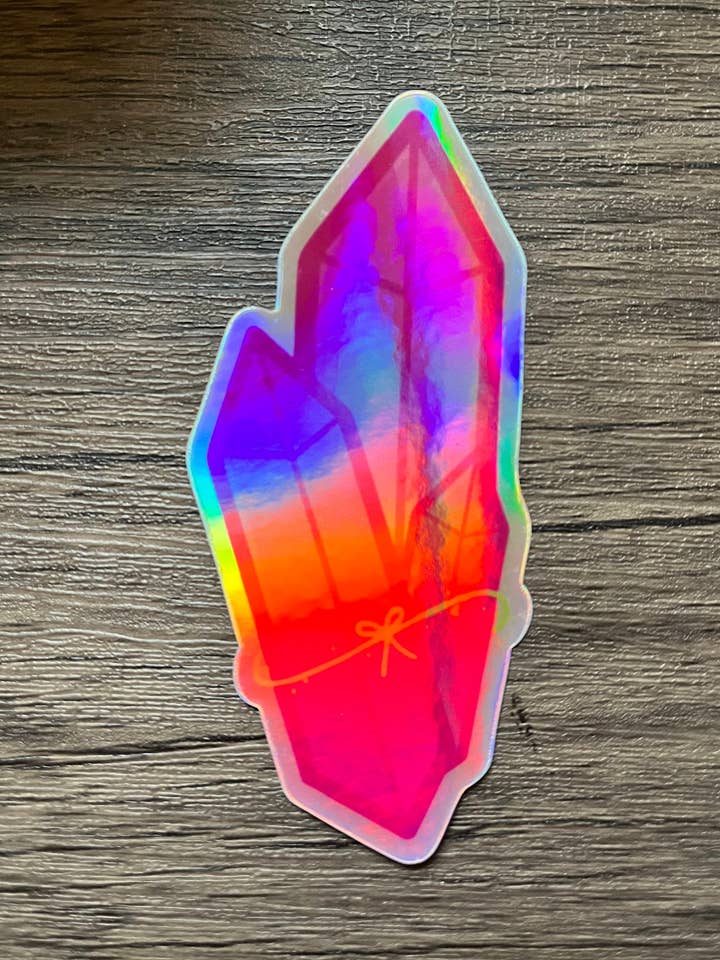 Pink Crystal Sticker, Holographic Sticker for Laptop, Car, Water Bottle, Skateboard and Phone Case for wholesale by Murder of Crows Studio