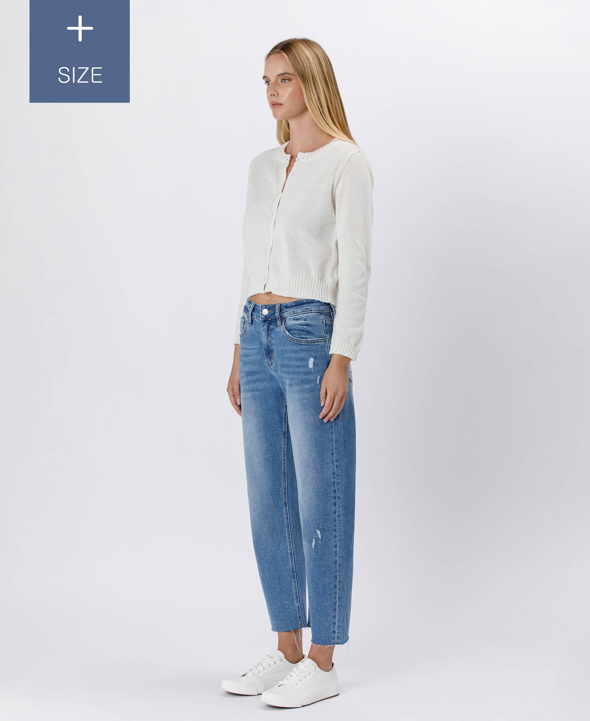 HER POSSESSION PLUS SIZE HIGH RISE MILD BARREL JEANS LV1520-P for wholesale on Faire5