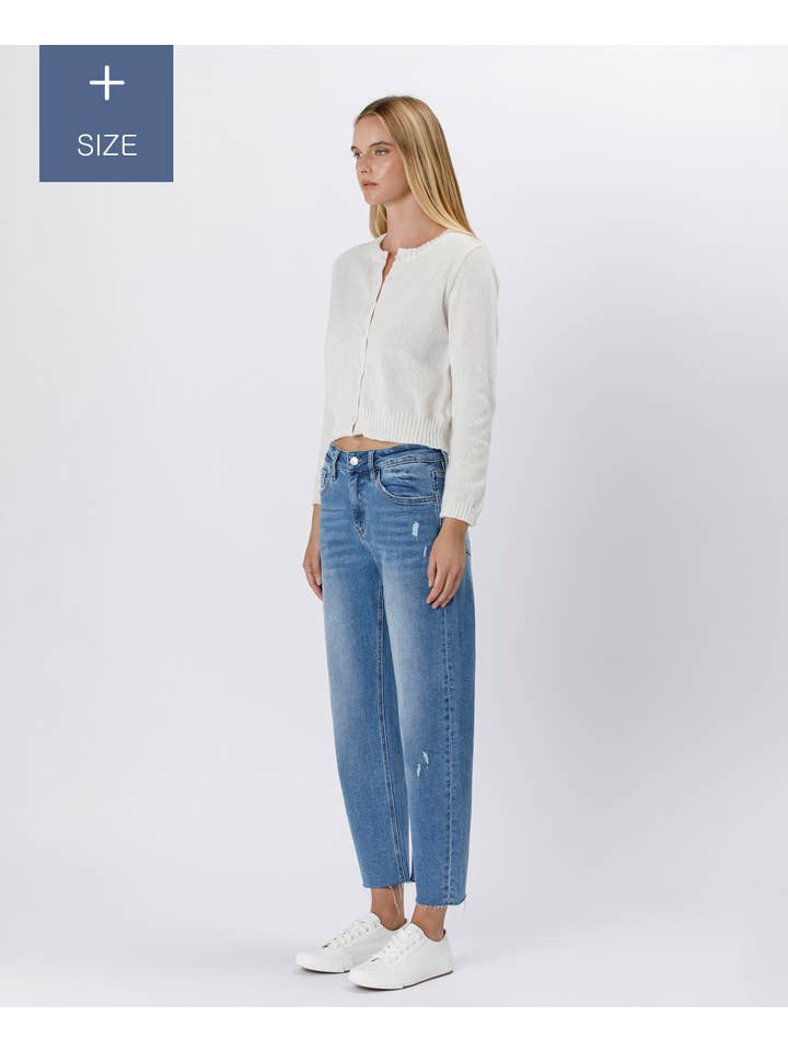 HER POSSESSION PLUS SIZE HIGH RISE MILD BARREL JEANS LV1520-P for wholesale on Faire5