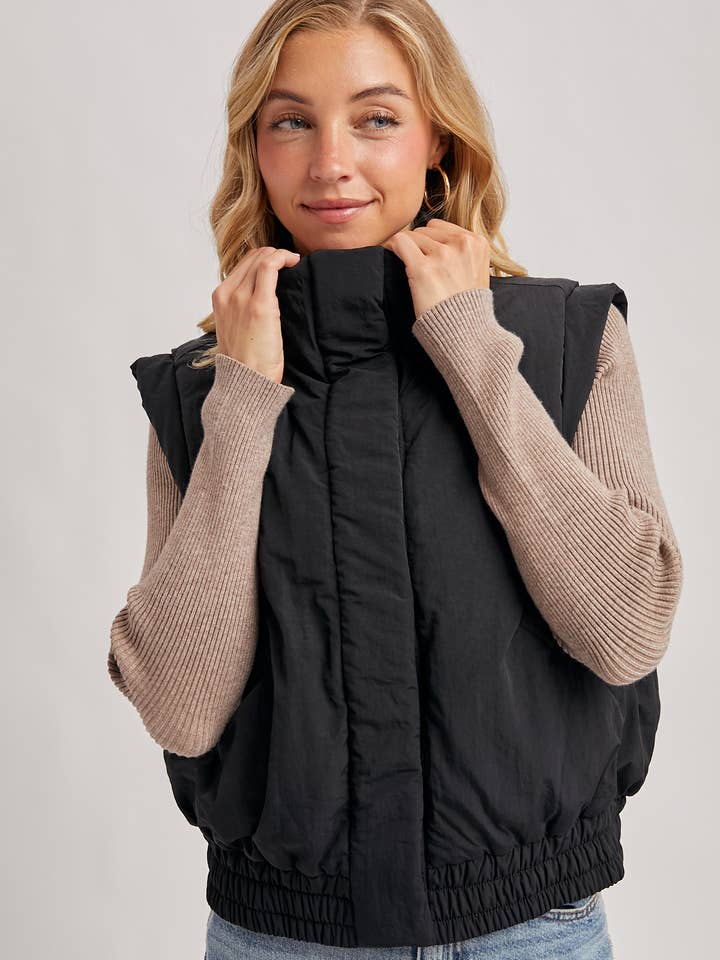 Bluivy - Wholesale Outerwear Vest - Women's - BOMBER STYLE PUFFER VEST WITH POCKETS19