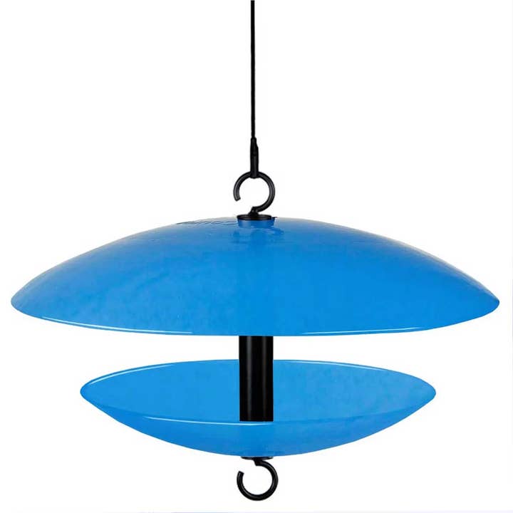 Couronne Co. - Wholesale Bird Feeder - Mosaic Birds - 15" Glass Feeder Weather Dome Blue