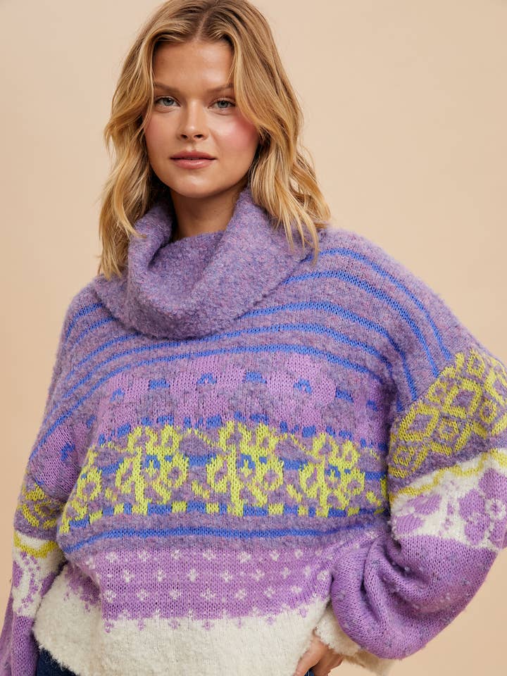 In Loom - Wholesale Knit Sweater - Women's - MULTI COLORED KNITTED TURTLENECK